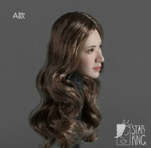 

1:6 StarKingToys 1/6 Lin Chi-ling SK001A Female Head Sculpt For 12" Female Phicens Figure Body long Brown curly hair pale skin