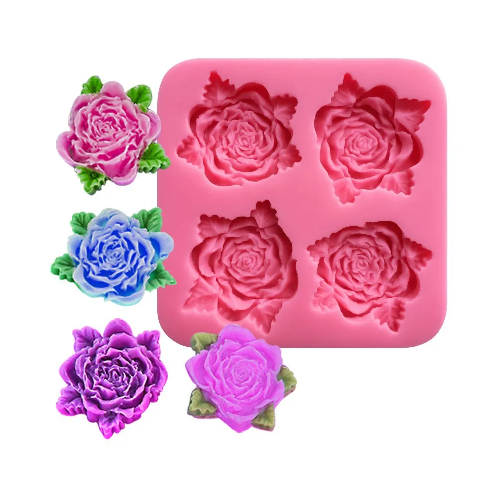 

HEARTMOVE 4 Styles 3D Silicone Roses Flower Shaped Baking Mold Fondant Cake Tool Chocolate Candy Cookies Pastry Soap Moulds 9090