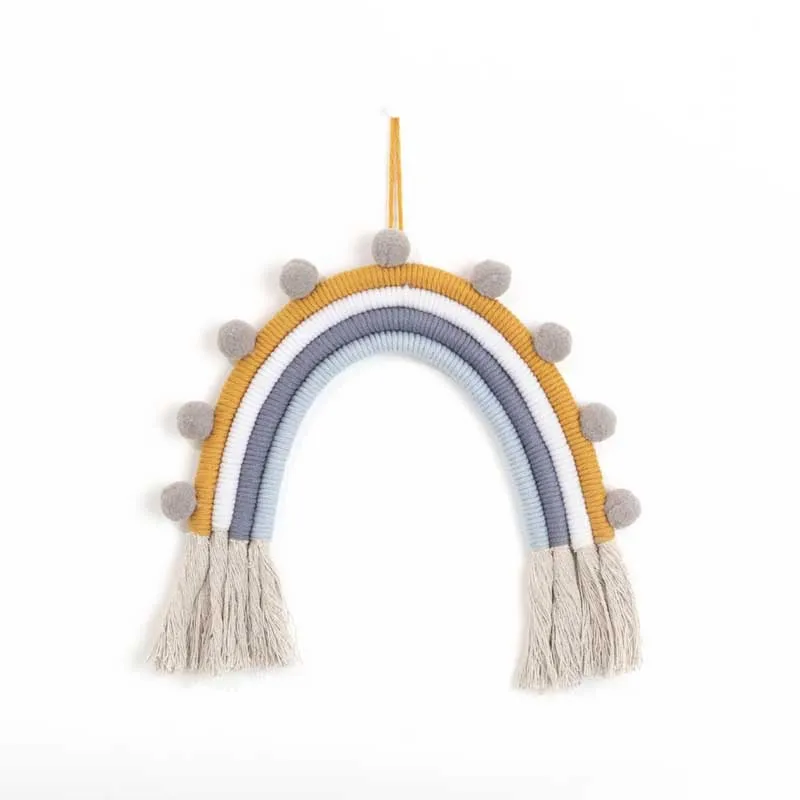 Nordic Handmade Rainbow Ornament Boho Tassels Balls Photograph Props Kids Room Wall Hanging Decor Girls Ornaments |
