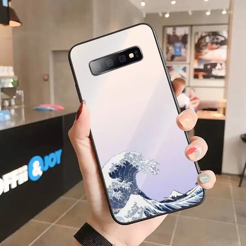 

sun sea wave kanagawa Phone Case Tempered glass For Samsung S6 S7 edge S8 S9 S10 e plus note8 9 10 pro