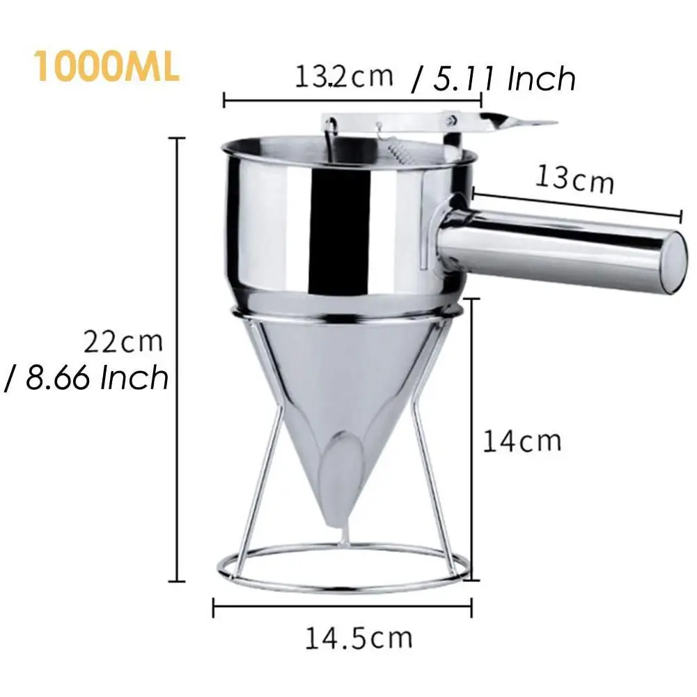 

Silver Funnel Steel Hotel Cooking Cakes Bakery And Home Cooking Sturdy Durable Kitchen Tool Funnel Holder High Quality