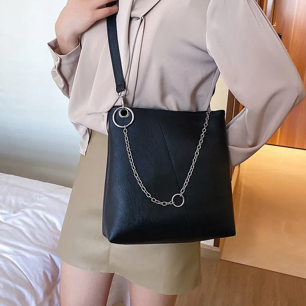 Сумка для покупок 2020 модная женская однотонная кожаная сумка на плечо большой