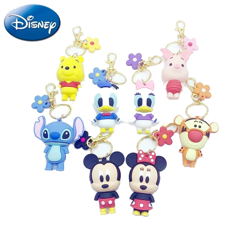 

Disney Stitch Keychain Anime Mickey Mouse Action Figure Toys Minnie Boys Gift Car Couple Bag Charm Cartoon Pendant Keyrings