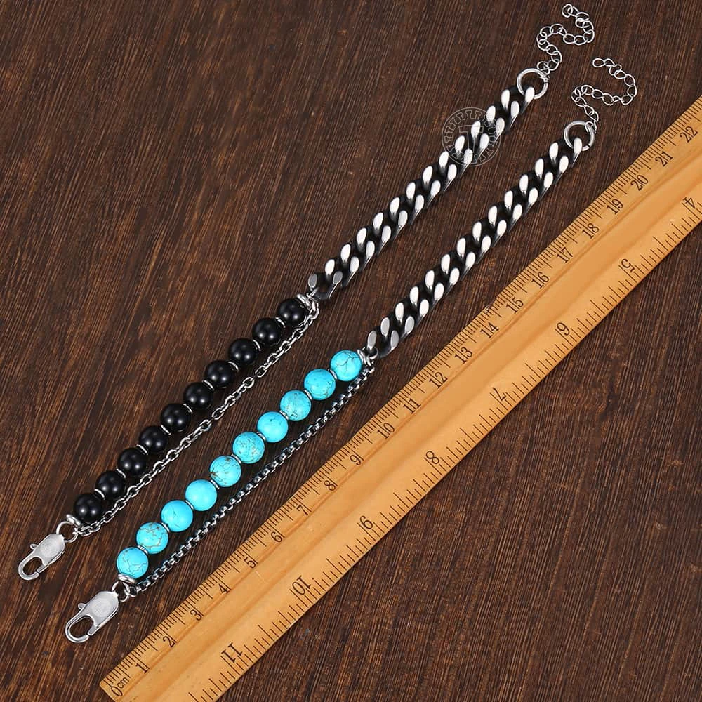 Уникальный синий браслет из натурального камня для мужчин и женщин нержавеющей