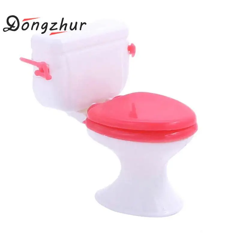 

Dongzhur Play House Toy Accessories Small Toilet Dollhouse Plastic Miniature Toys Bathroom Dollhouse Furniture Toilet Doll T8L6