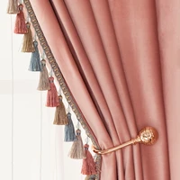 luxury curtains for bedroom living room thick velvet curtain high shading pink curtain with tassels princess blinds sweet drapes
