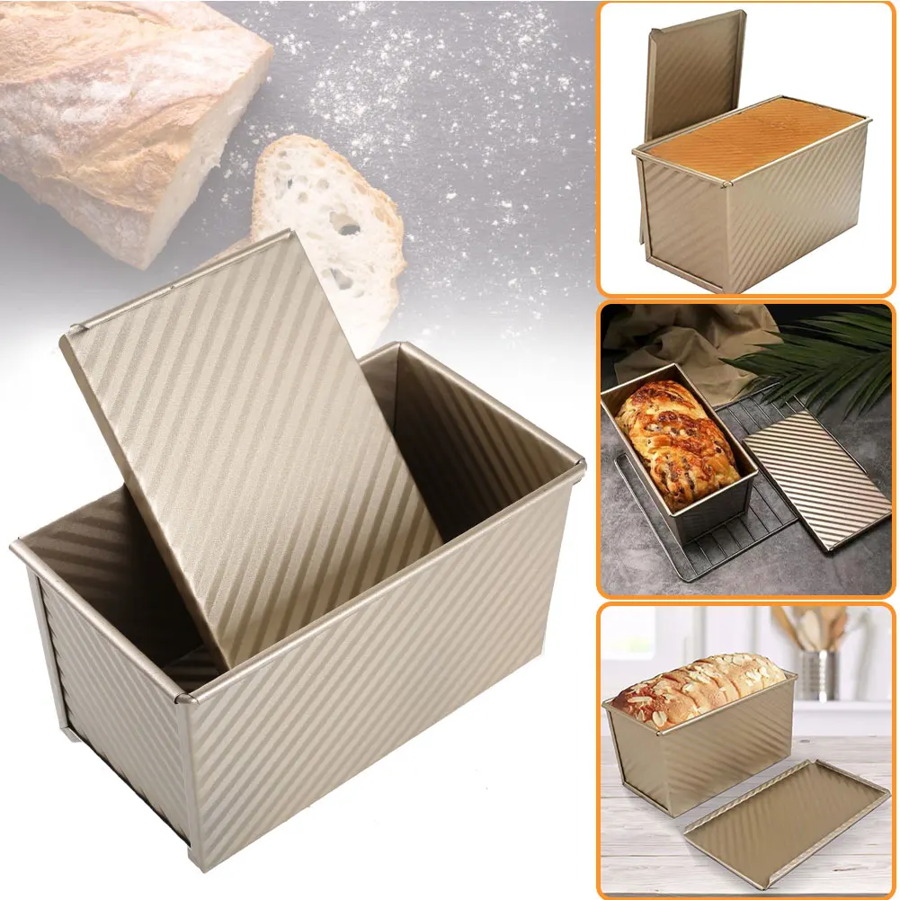 

Toast Box Mold Bread Mold Rectangular Loaf Pan Carbon Steel Non-stick Bellows With Cover Eco-Friendly Baking Tools For Cakes