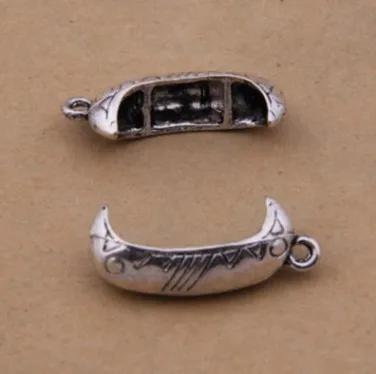 

Charm for making jewelry 5pcs 6x27mm antique silver color boat charms
