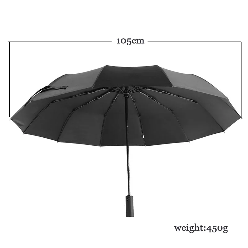 Автоматический складной зонт 12K для мужчин и женщин большой от дождя ветра 105 см
