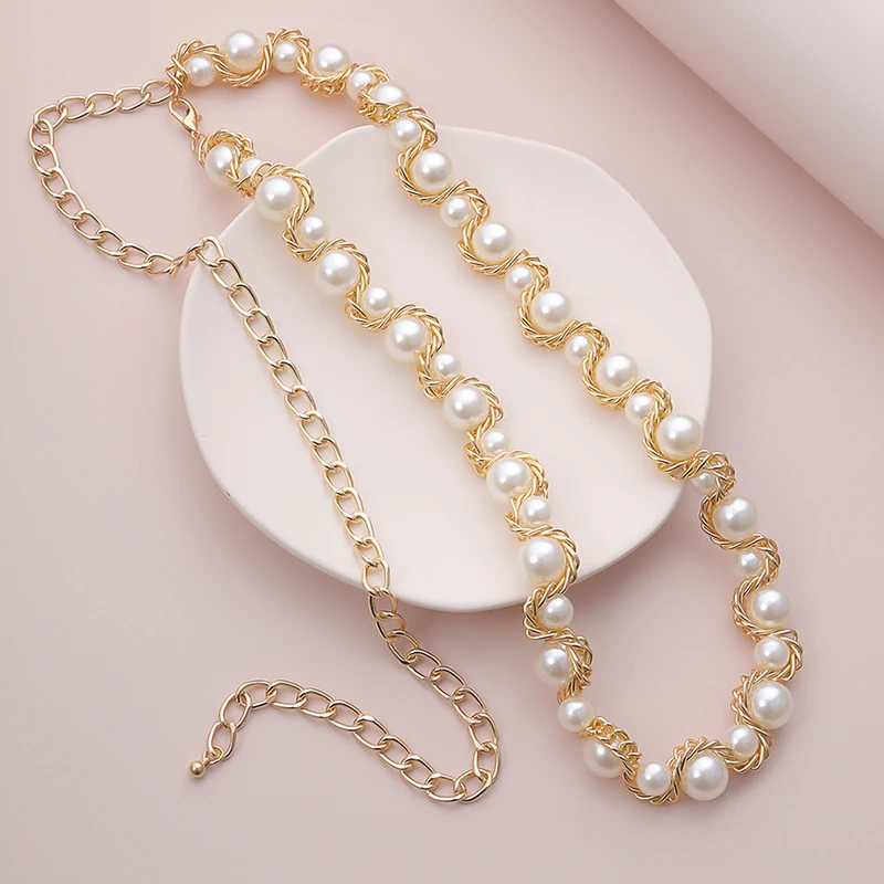 

1pcs Pearl Waist Chain Women Jewelry Party Dress Pearl Belts Waistbands