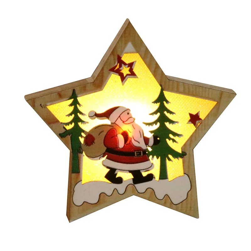 

Christmas Ornaments Wooden Glowing Pendant Lamp Christmas Tree Hanging Ornaments Decoration Pendant Christmas Gifts Wooden Penda