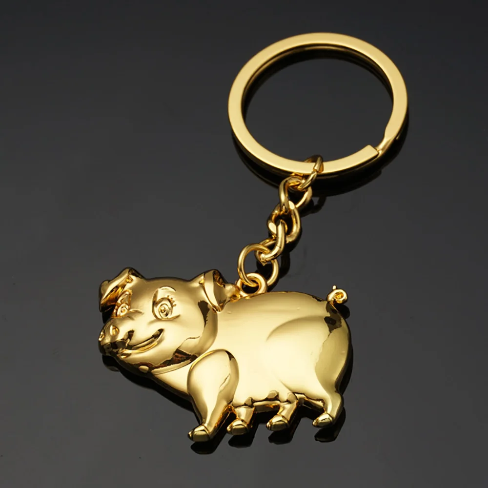 

High Quality Creative Pig Shaped Keychain Metal Animal Ornaments Pendants Keychain Car key accessories for gift