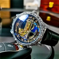 2021 new automatic mechanical double sided hollow waterproof luminous men s digital mechanical watch without spring