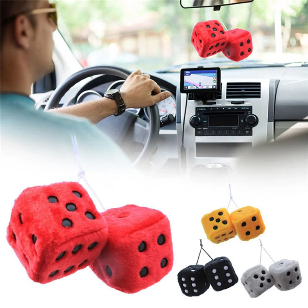 

Cute Car AccessorieSoft Plush Dice Colorful Craps Mirror Car Pendant Hanging Suspension Auto Decoraction Ornaments