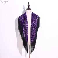 flamenco spain dance hollow out 3d jacquard perspective true velvet shawl crotch twiel bk403