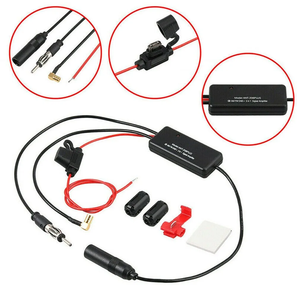 

3-in-1 DAB AM FM Car Antenna Splitter Radio Signal AMP Amplifier Booster Part Auto Aerial Accessories New And High Quality