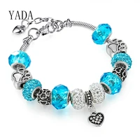 yada brand dog paw print braceletsbangles for women heart love crystal bracelets charm friendship pet dog bracelet bt200168