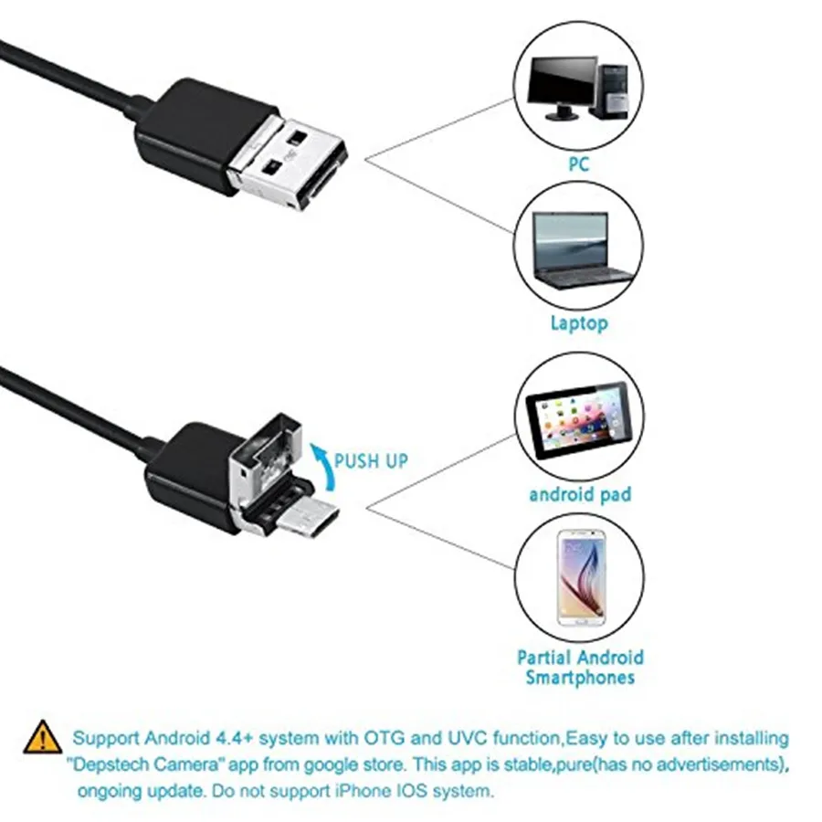 7 мм Мини объектив 1 м мягкий кабель змея провод USB/Micro USB эндоскоп камера для