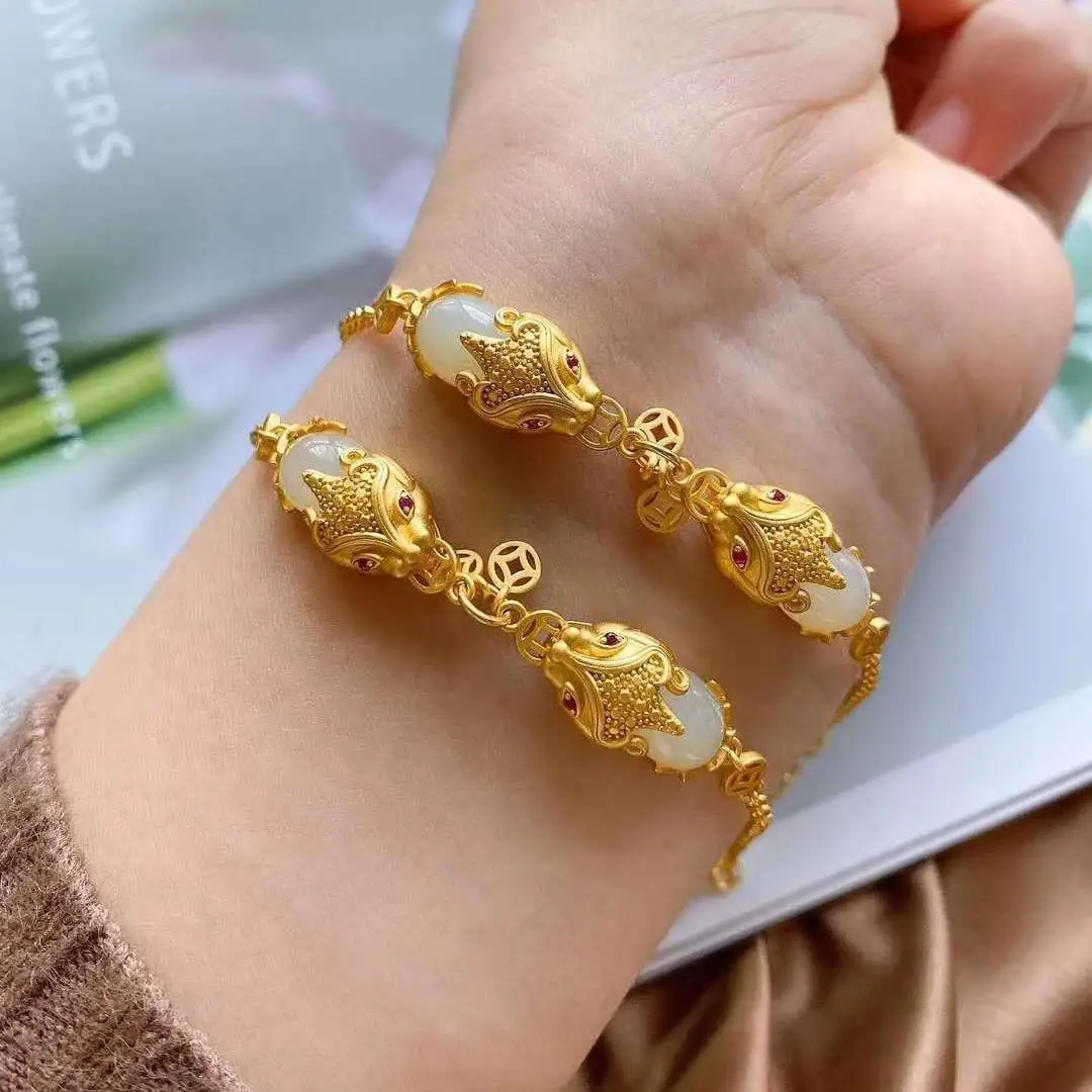 

Natural Jasper Pi Xiu Bracelet Women's Jade Hetian Jade Lucky Bracelet Fortune Lucky Women's Gift Girlfriend Girlfriend