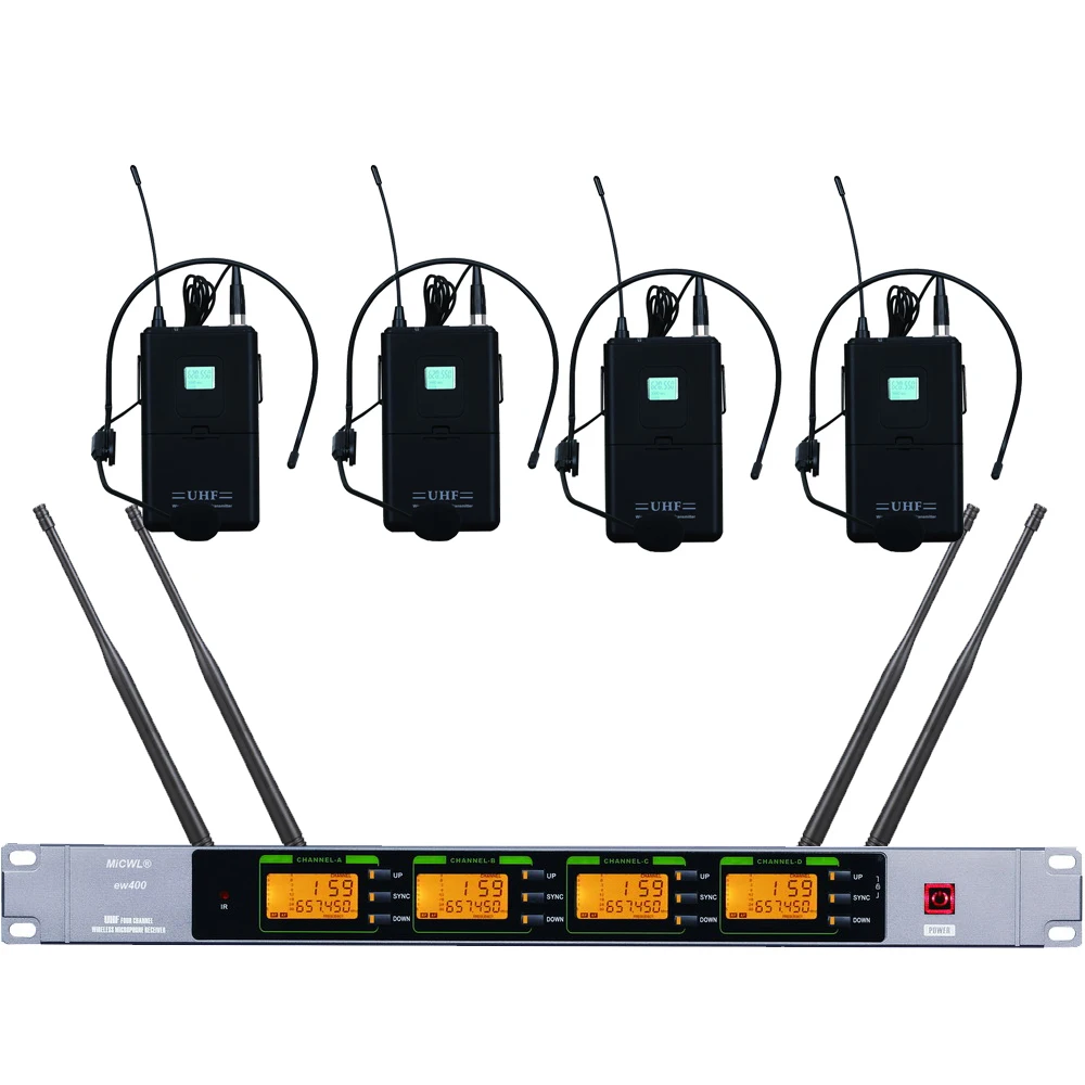 

Original ew400 Digital Wireless 4 Headset Cardioid Microphone System For KTV Stage DJ Karaoke UHF Adjustable Frequency MiCWL