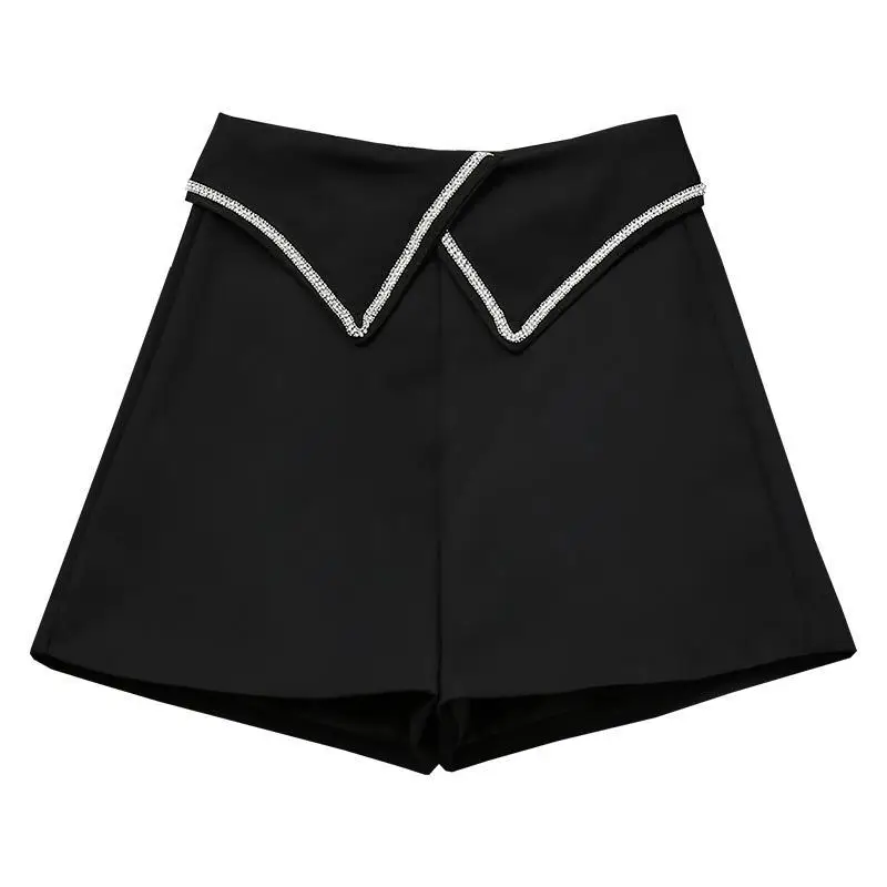 

A-line High Waist Wide Leg wave point inlaid diamond casual suit shorts children's loose and versatile trend spring and summer