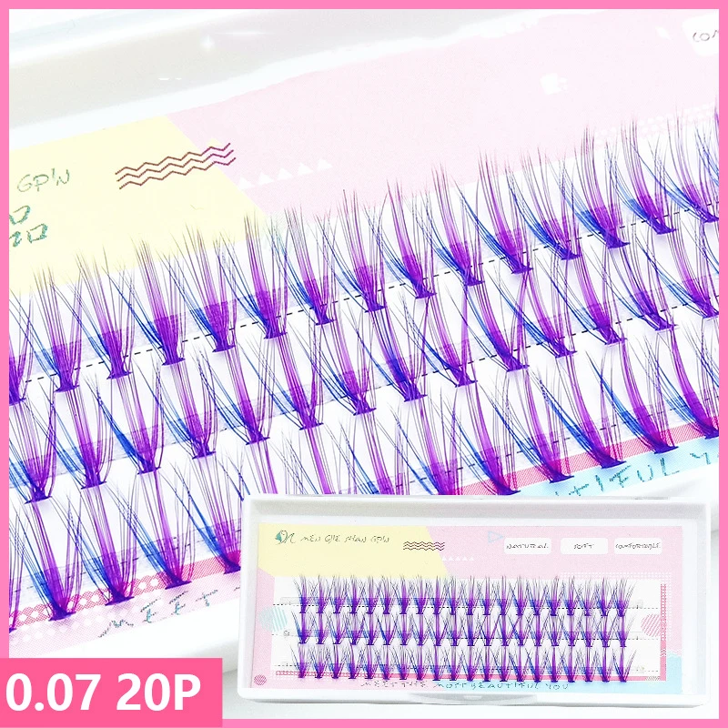 

20P Purple Grafting Eyelashes Thick Lifelike Colored Grafting Fake Eyelashes Waterproof Comfortable Lashes Extension Wholesale