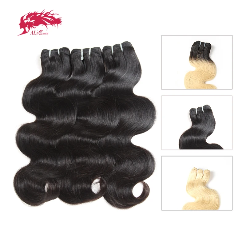 Ali queen hair продукты оптом объемные волнистые натуральные бразильские волосы блонд 613/натуральный черный/1b-613 1" до 24" человеческие пряди волос