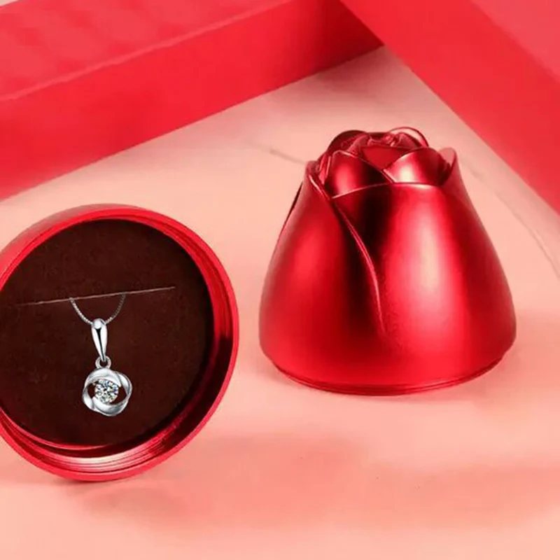 

Pendant Necklace Set Silver Plating Rotating Rose Pendant Clavicle Necklace Jewelry XRQ88