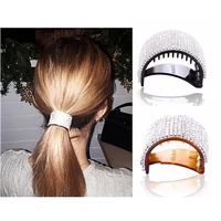 2 colors plastic sm black brown crystal drilled crescent shape hairpin shining clips women girls daily hair accessories