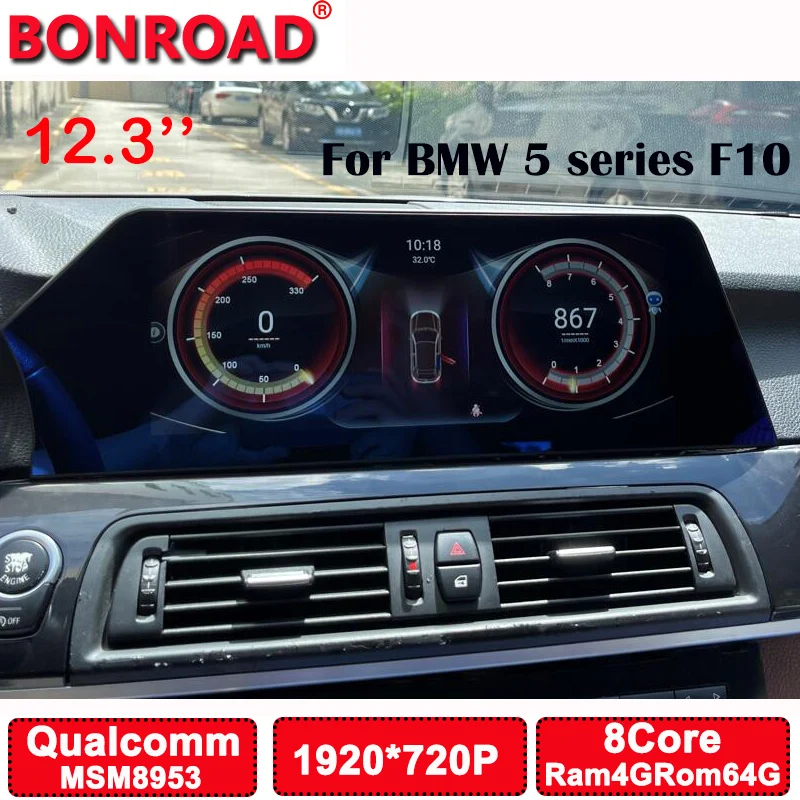 

Bonroad- Android 10 Qualcomm Car Multimedia For BMW F10/F11 CIC&NBT Carplay Autoradio Blu-Ray IPS Screen 12.3inch Blade Screen
