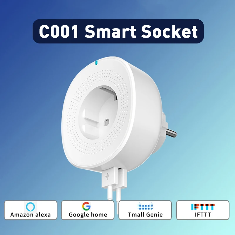 

Smart WiFi Socket EU Plug Double USB Port Smart Plug With LED Support For Alexa Google Home Smart Home Smart WiFi Plug Free Ship
