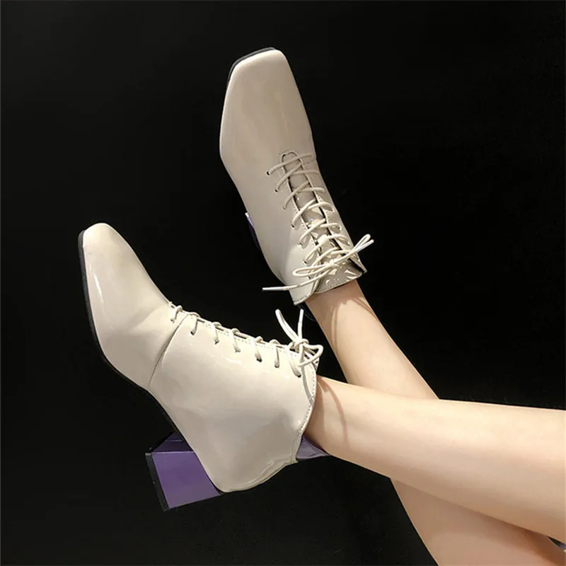 Женские зимние ботинки 2019 женские на высоком каблуке винтажные повседневные