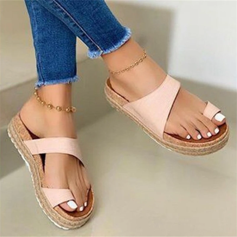 

Women's Sandals Hemp Rope Woven Platform Sandals Summer New Leather Slip-on Open-toed Sandals Comfortable Casual Shoes 36-43