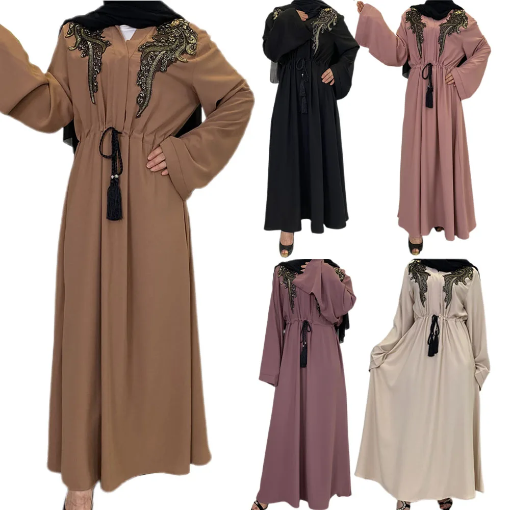 Роскошные вышитые блестки Abayas, мусульманское женское длинное платье, арабский, турецкий, Средний Восток, макси-платье, Рамадан, цзилбаб, каф...
