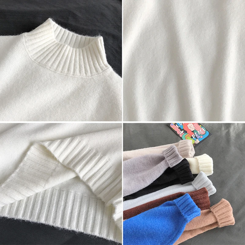 Мужская водолазка с высоким воротником вязаные свитера однотонная повседневная