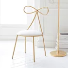 Качественный Металлический Стул, модный скандинавский барный стул для отдыха, современный стул для макияжа, обеденный стул с бантом, спинка с поролоновой губкой