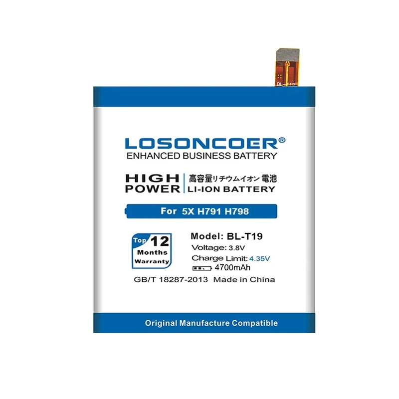 Аккумулятор LOSONCOER 4700 мАч BL-T19 для оригинального LG Nexus 5X аккумулятор H790 H791 H798 BLT19 |