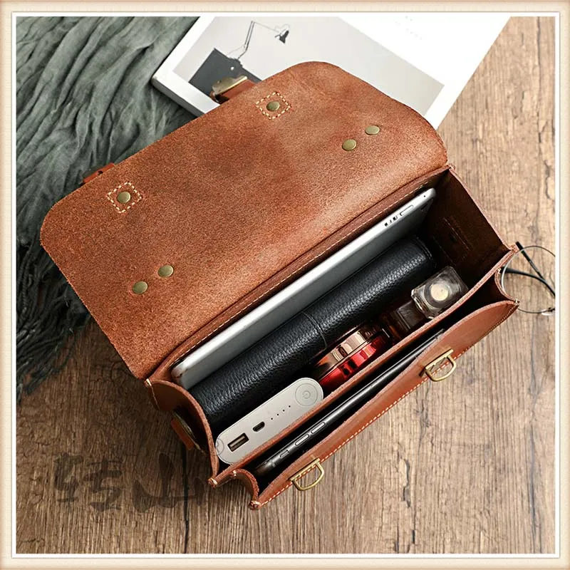 

AETOO Vintage handmade leather tree cream leather handbag vegetable tanned leather messenger bag shoulder bag
