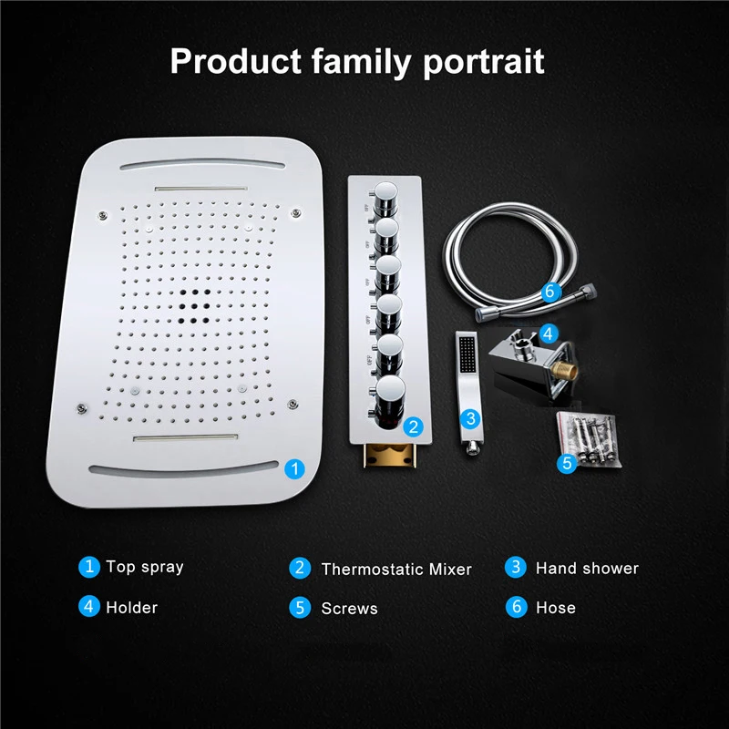 Дождевая Душевая система для ванной комнаты Большая душевая панель из
