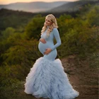 ПУШИСТЫЕ платья с открытыми плечами фуксия для фотосъемки Пышное Тюлевое платье для будущей мамы беременных женщин индивидуальный пошив Халат