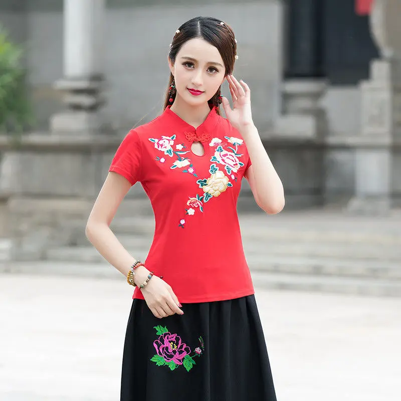 95% Хлопковая женская Винтажная футболка с этнической вышивкой длинный рукав 4XL 5XL