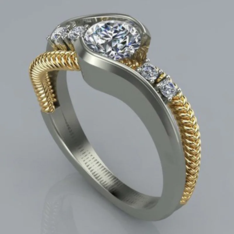 Новое креативное витое Гальваническое двухцветное кольцо из циркона для женщин