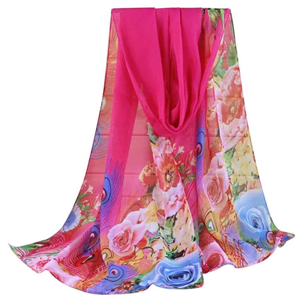 

Sagace 2021 New Scarf Fashion Lady Women Floral Prints Shawl Chiffon Scarf Comfortable And Breathable