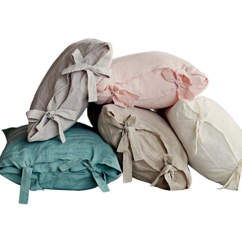 Подушка Чехол конверт полосатая льняная наволочка бактериальных стойкая