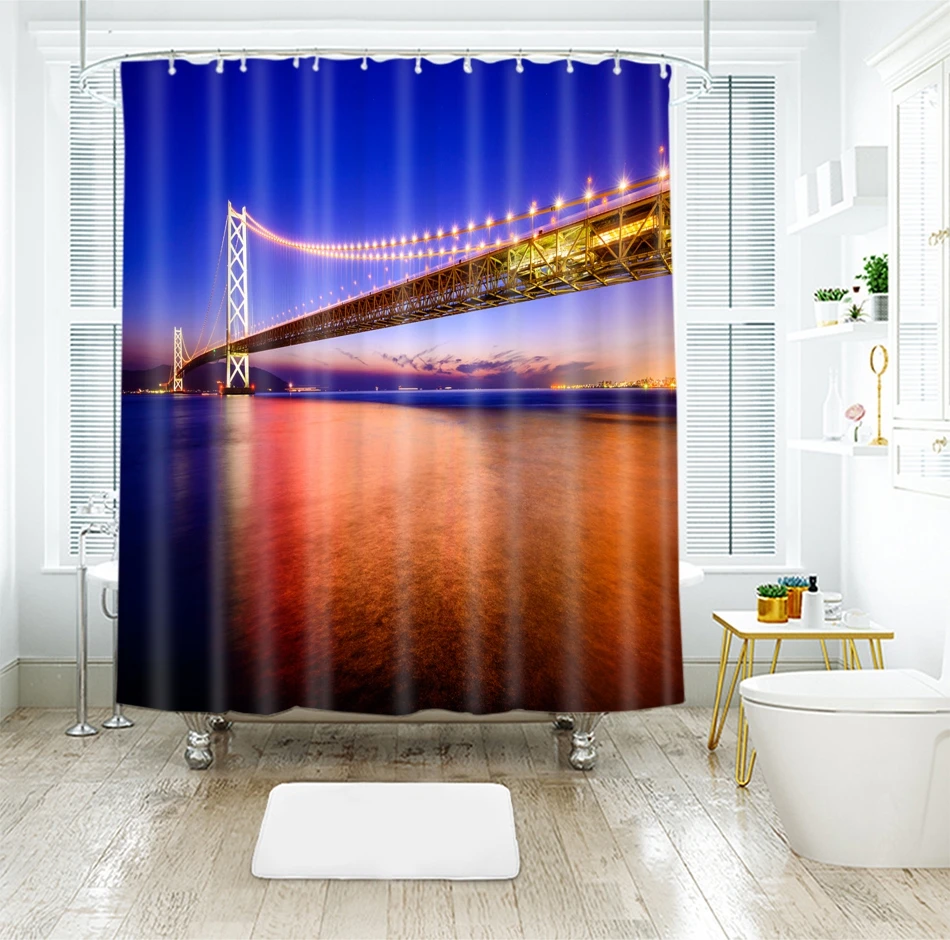 3d блестящие речной мост узор занавески для душа водонепроницаемые утолщенные