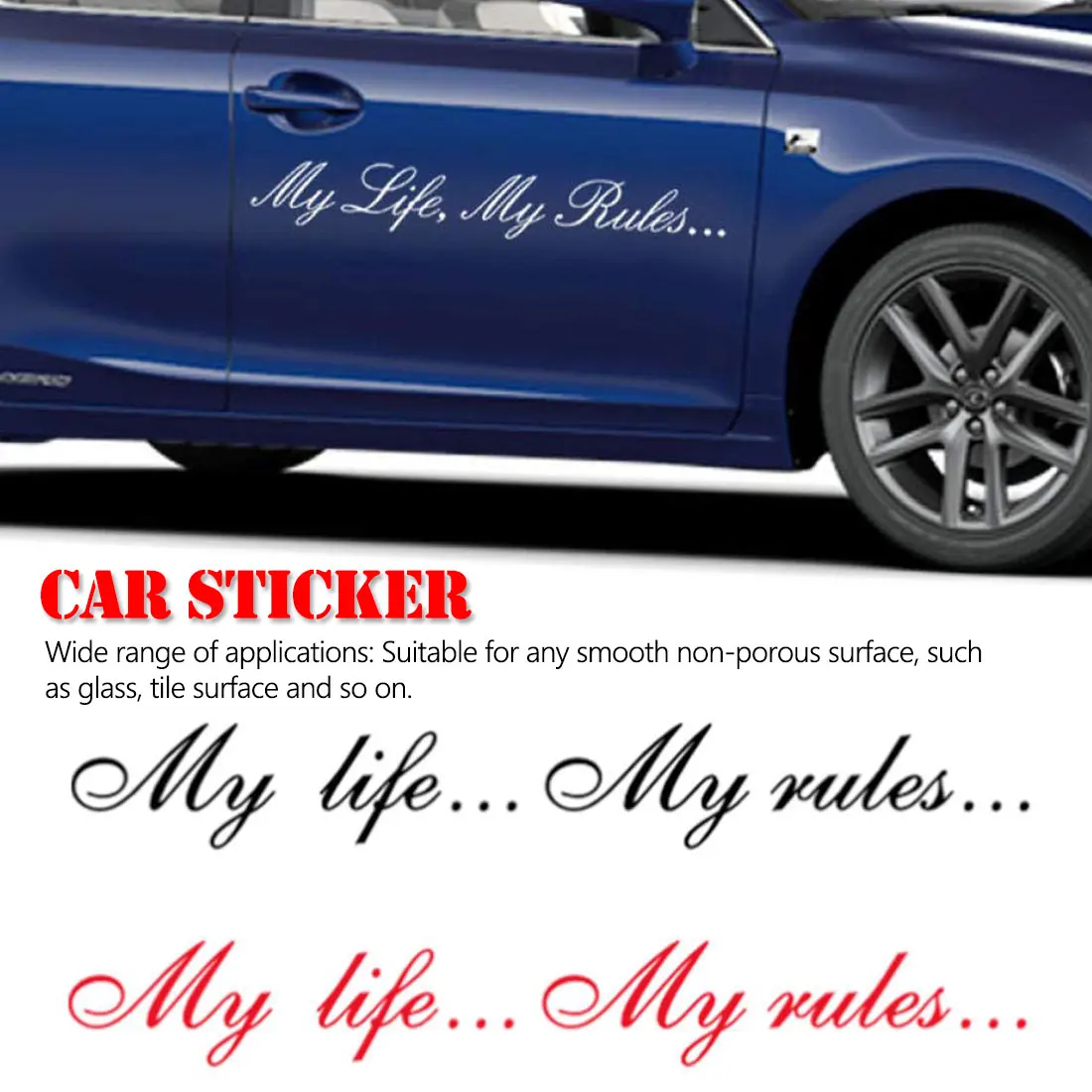 Автомобильные наклейки My life мои правила персональный текст отражательные