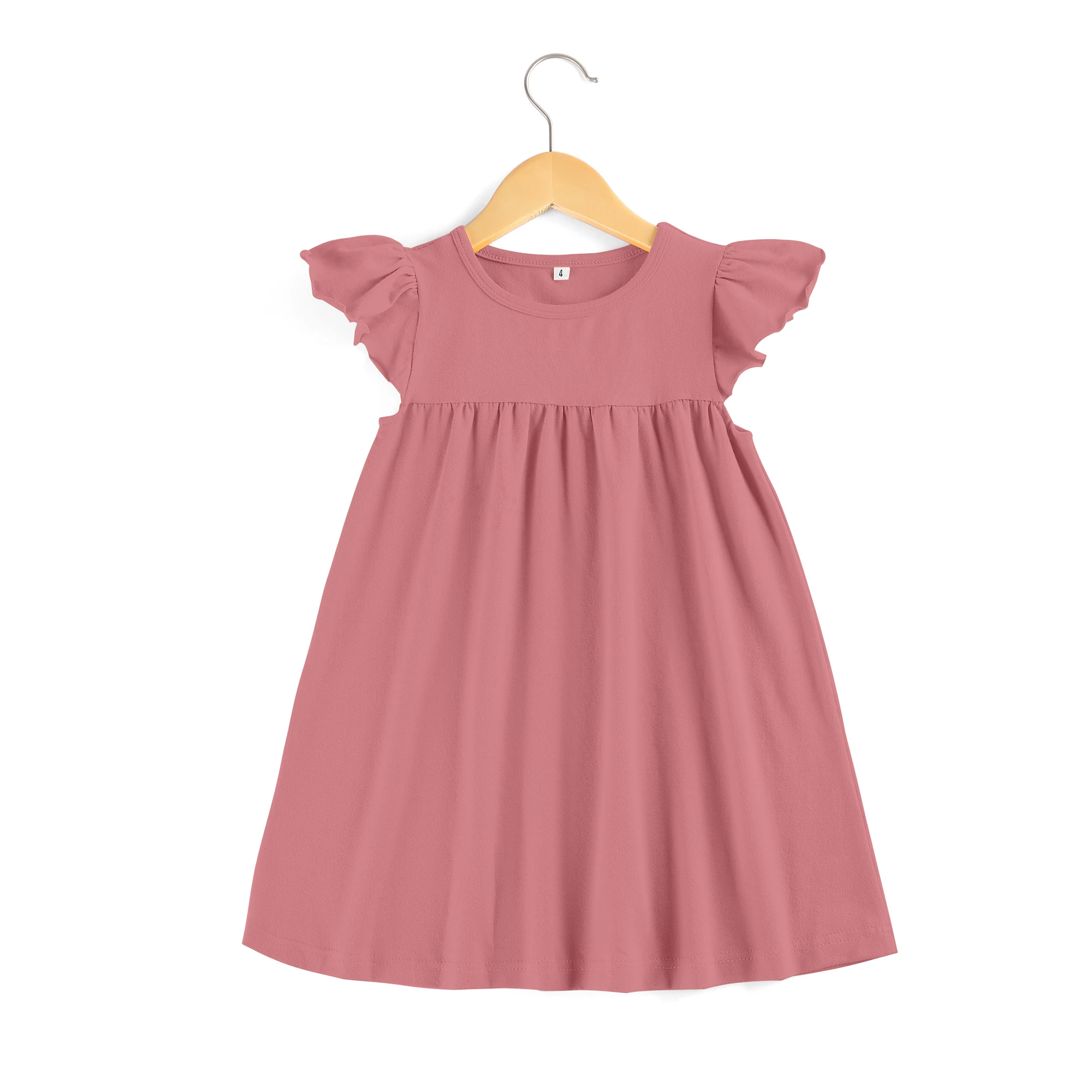 Kids Dresses for Girls Ruffle Sleeve Dress Baby Clothing Pearl Boutique dress plain color 2 years | Детская одежда и обувь
