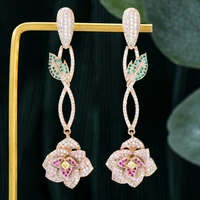 missvikki luxury sweet romantic cute rose flowers earrings for women bridal wedding party daily trendy jewelry high quality