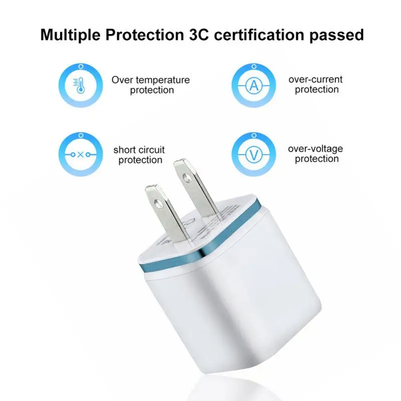 Универсальное зарядное устройство с двумя USB-портами, 2,1 А, быстрая зарядка, вилка стандарта ЕС/США, портативный настенный мобильный телефон, зарядное устройство для IPhone, Huawei-4