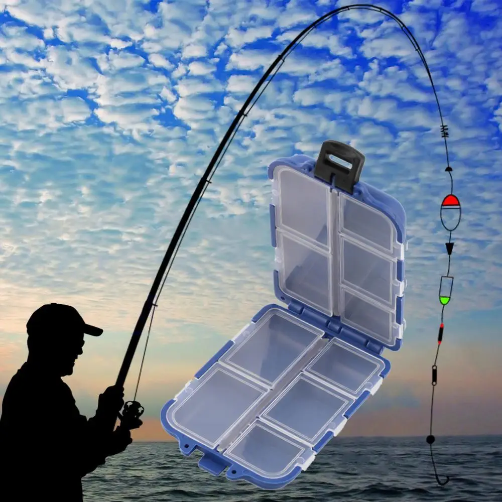 

10 Compartments Storage Case Fly Fishing Lure Spoon Hook Bait Tackle Case Box Fishing Accessories Tools 10*6.4*3cm